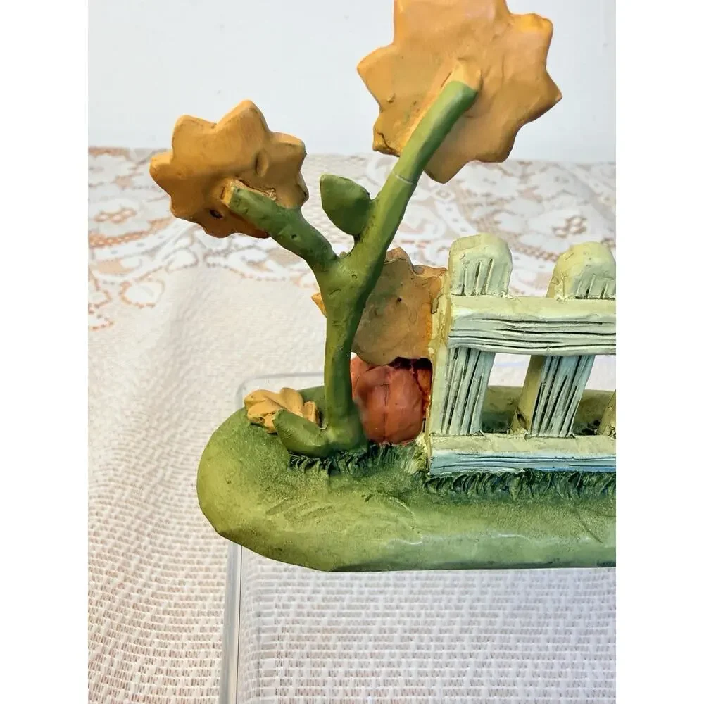 Blossom Bucket Suzi Resin Fall Pumpkin Fence Flower Bird Figurine 116-84563 Rare
